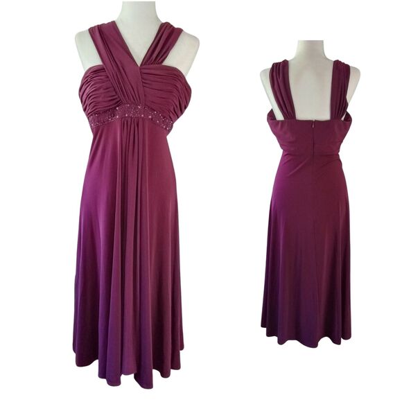 NEW! Jessica Howard Burgundy Maxi Formal Sz 14 Large Women's Sleeveless Dress - Picture 1 of 9